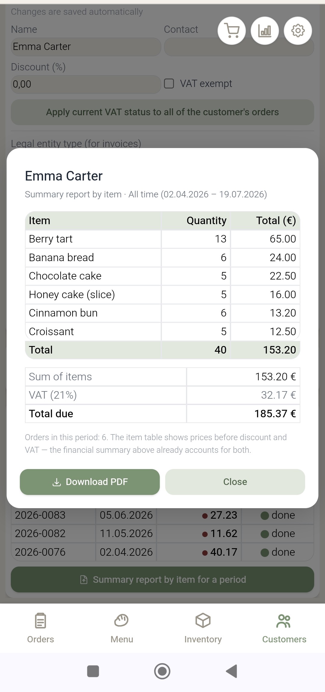 Simple Bake — customer report
